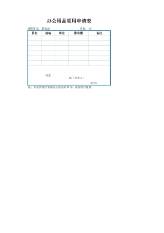 办公用品领用申请表