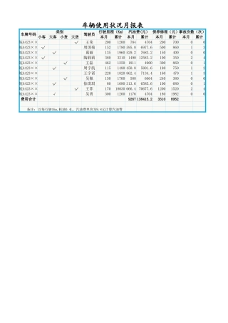 车辆使用状况报表分析