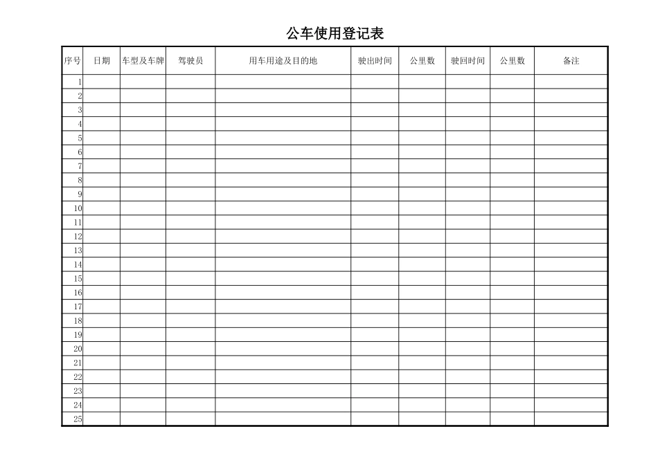 公车使用登记表_第1页