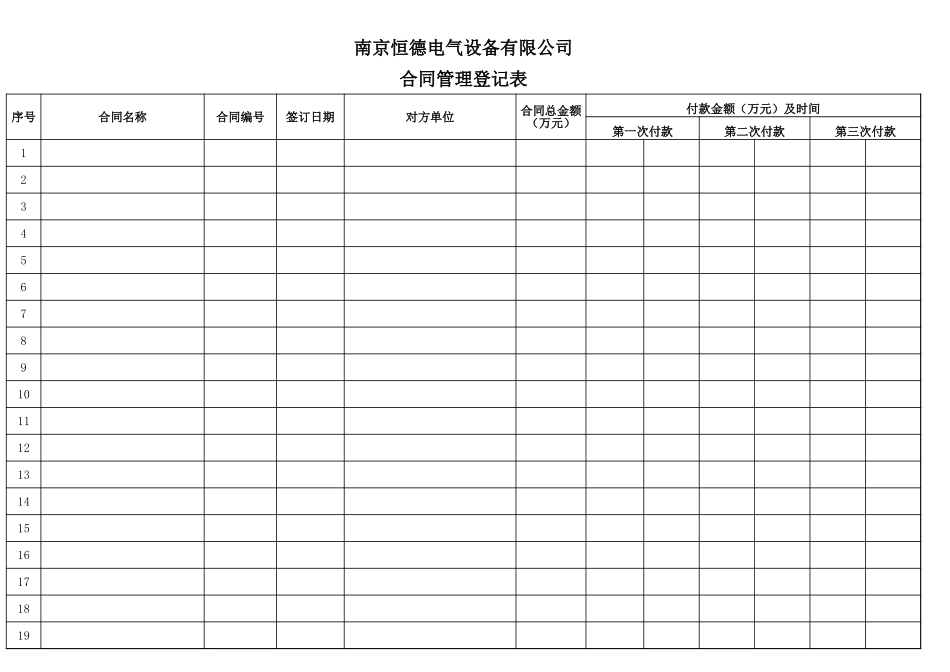 公司合同管理登记表_第1页
