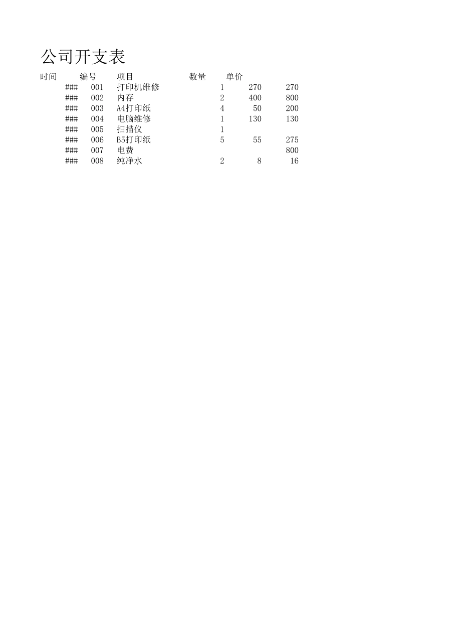 公司开支表_第1页