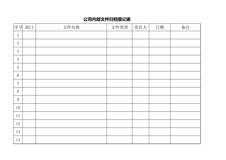 公司内部文件归档登记表_第1页