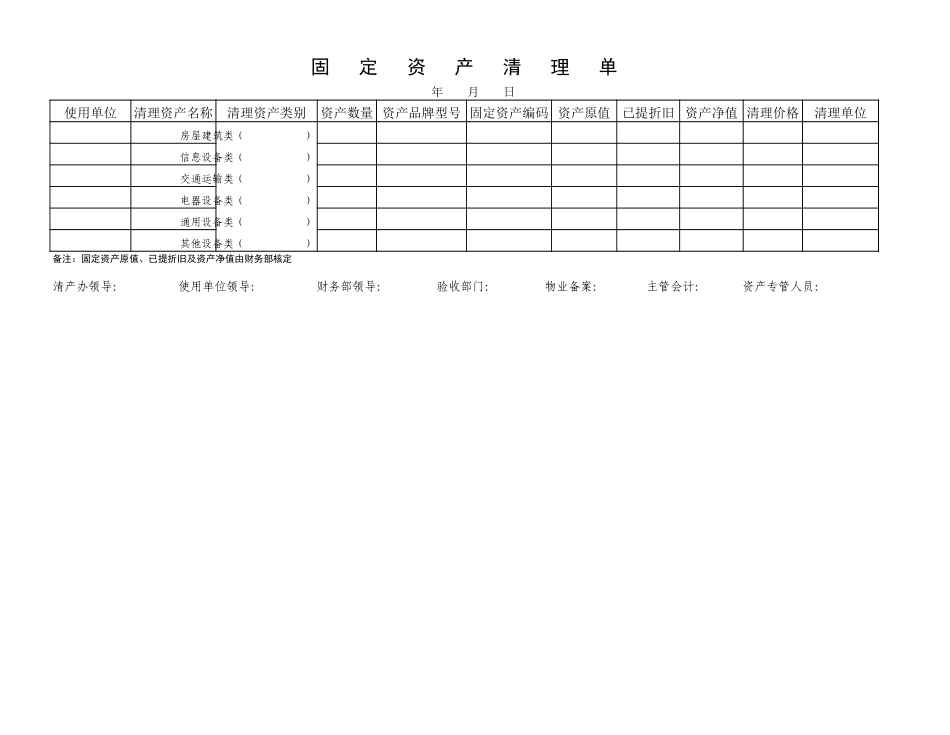 固   定   资   产   清   理   单_第1页