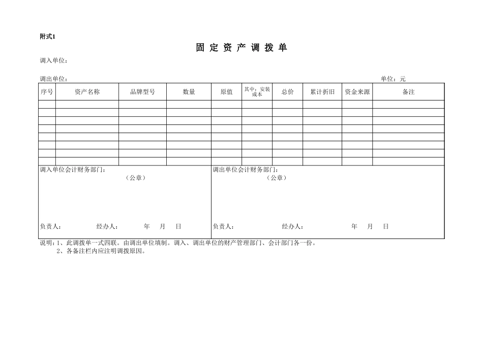 固 定 资 产 调 拨 单_第1页