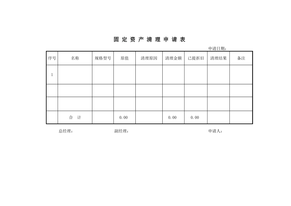 固 定 资 产 清 理 申 请 表_第1页