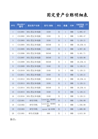固定资产台账明细表12