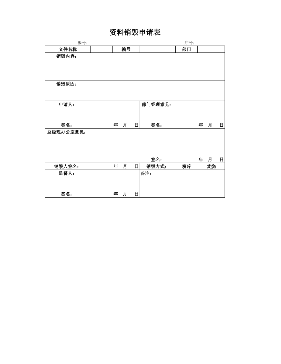 资料销毁申请表_第1页