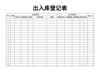 出入库登记表