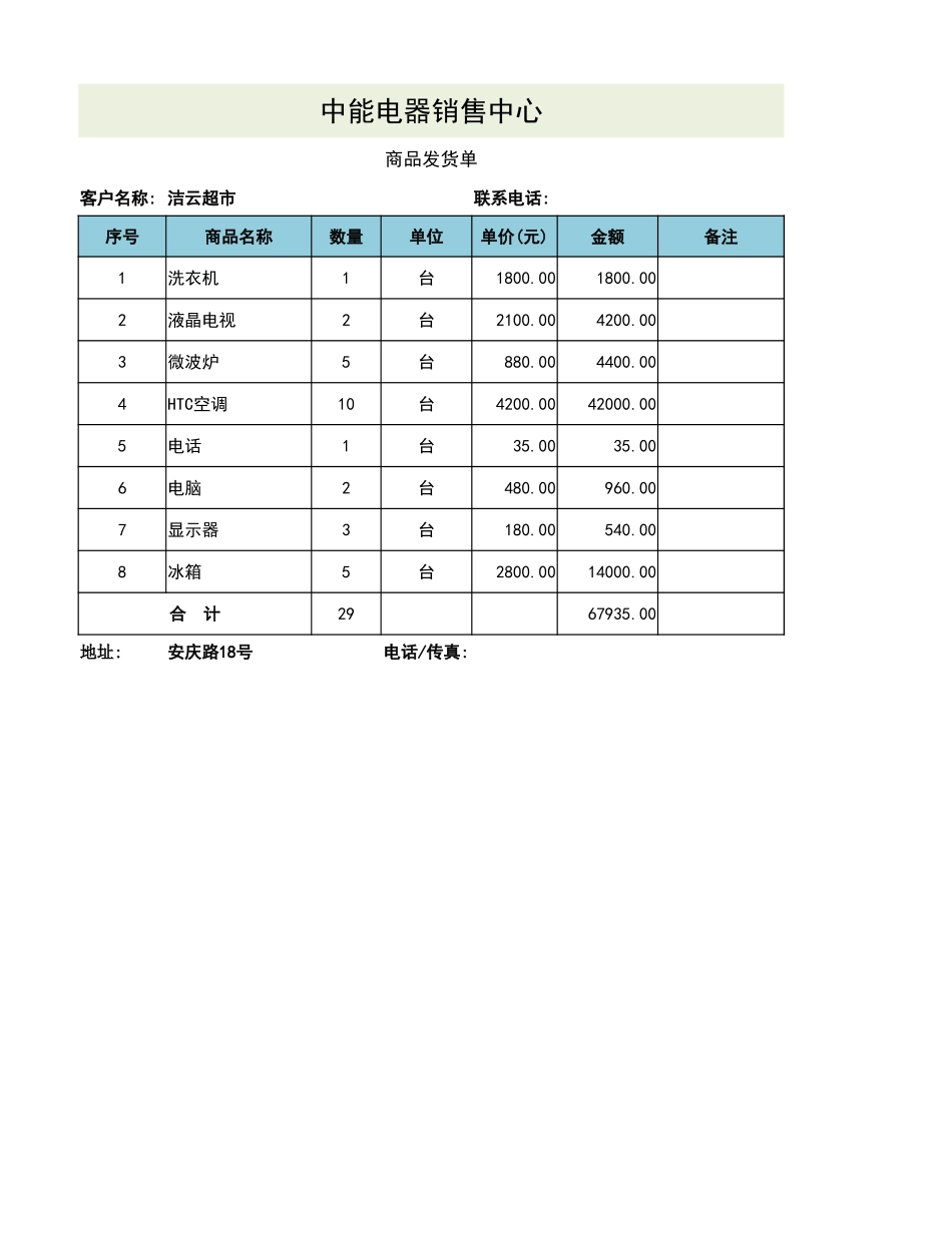 商品发货单_第1页