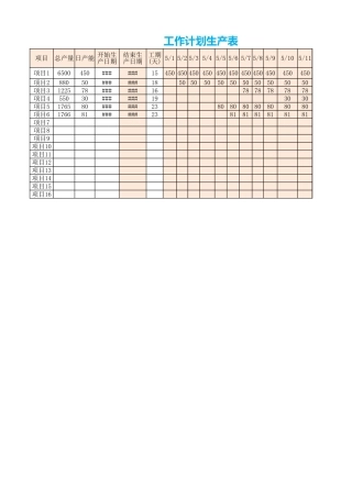工作计划生产表