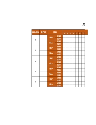 月 生 产 计 划 表