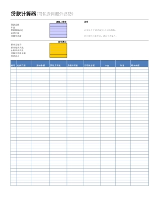 贷款计算器表格