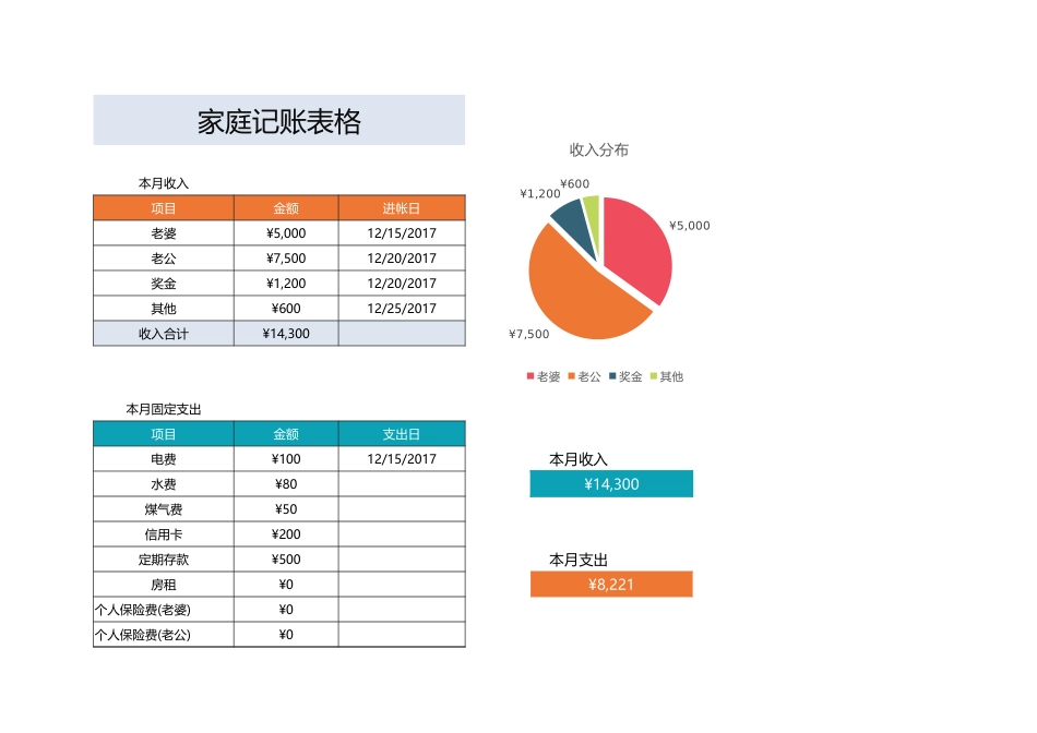 家庭记账表格_第1页