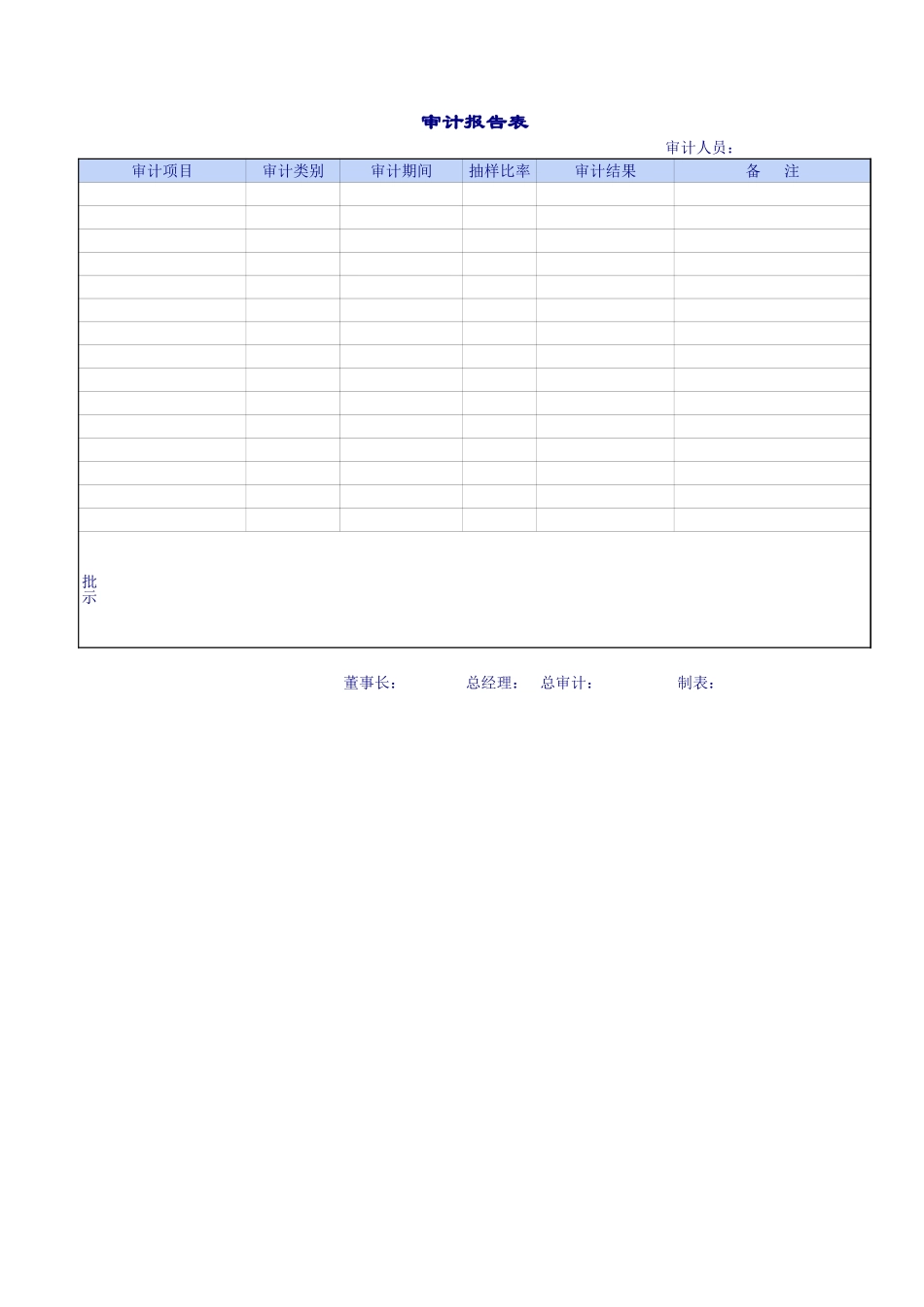 公司审计表报告单_第1页