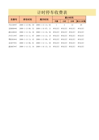 计时停车收费表