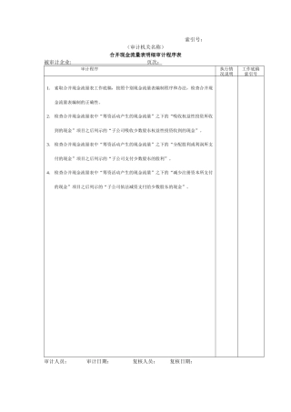 合并现金流量表明细审计程序表@
