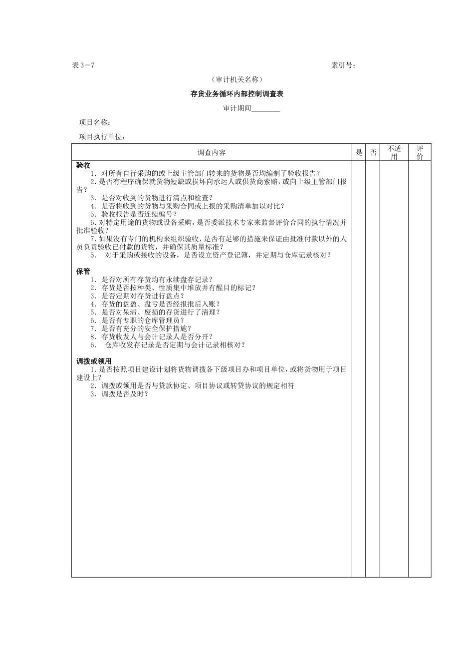 存货-1存货业务循环内部控制调查表_第1页