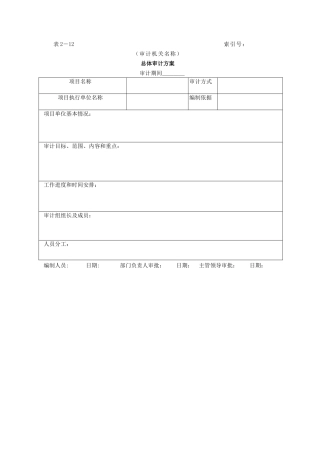 审计准备-8总体审计方案