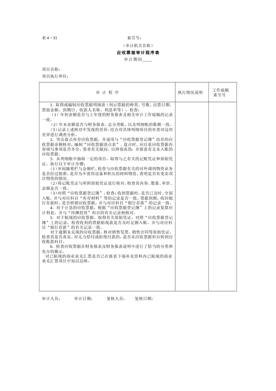 07预付及应收款-4应收票据审计程序表_第1页