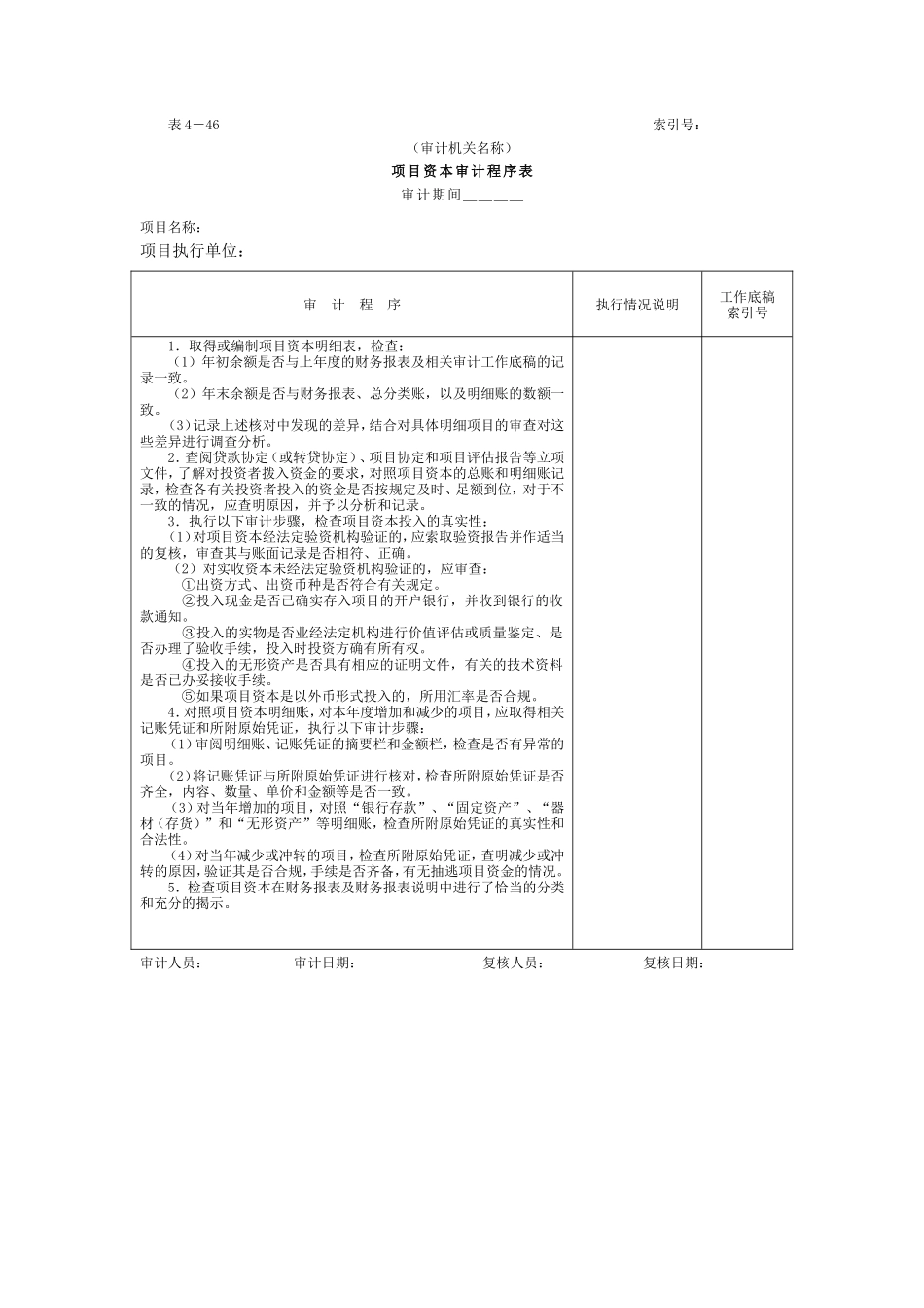 11项目资本和项目资本公积-1项目资本审计程序表_第1页