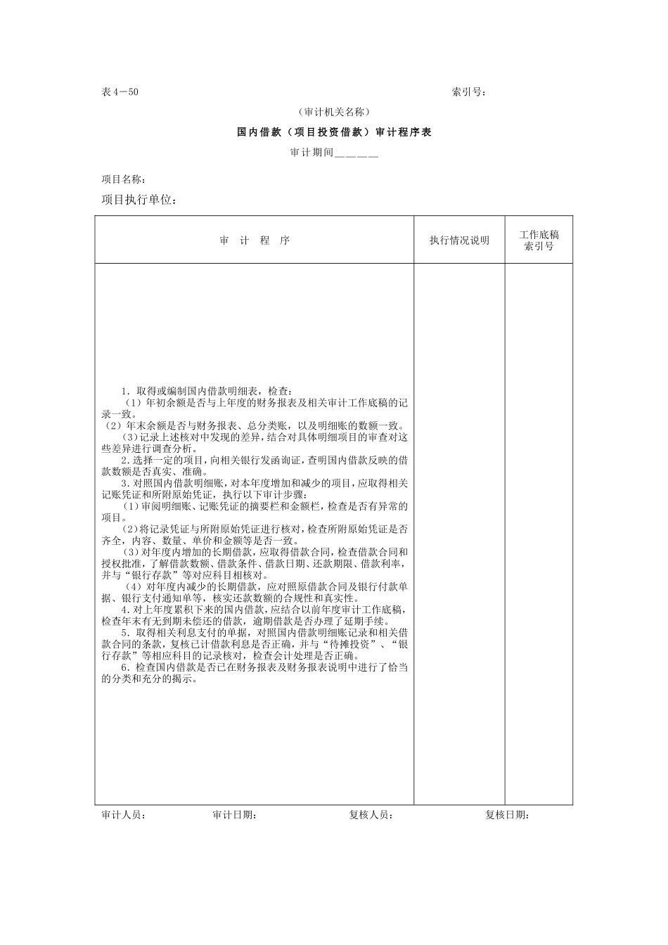 12项目借款-2国内借款审计程序表_第1页