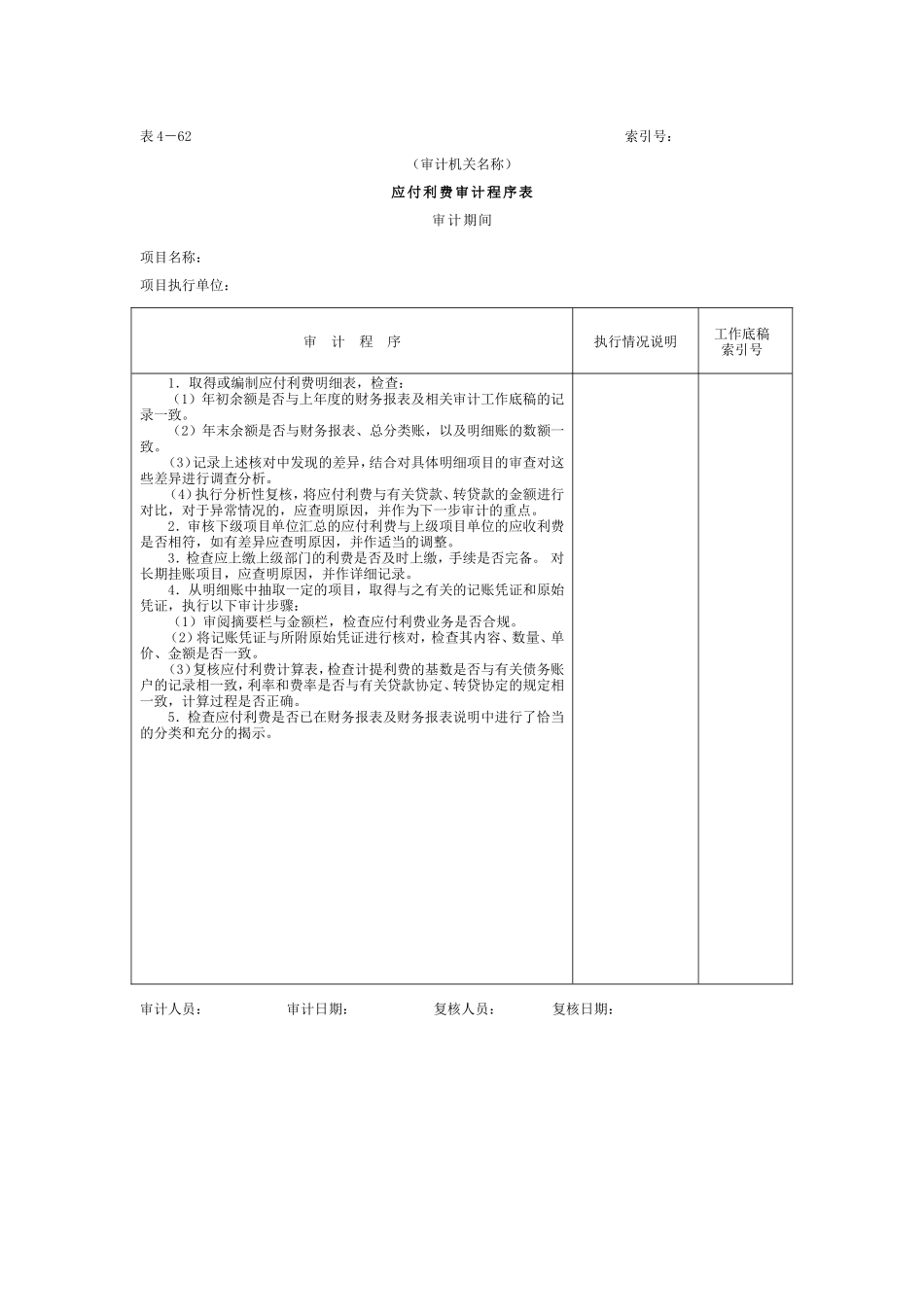 16应付款-3应付利费审计程序表_第1页