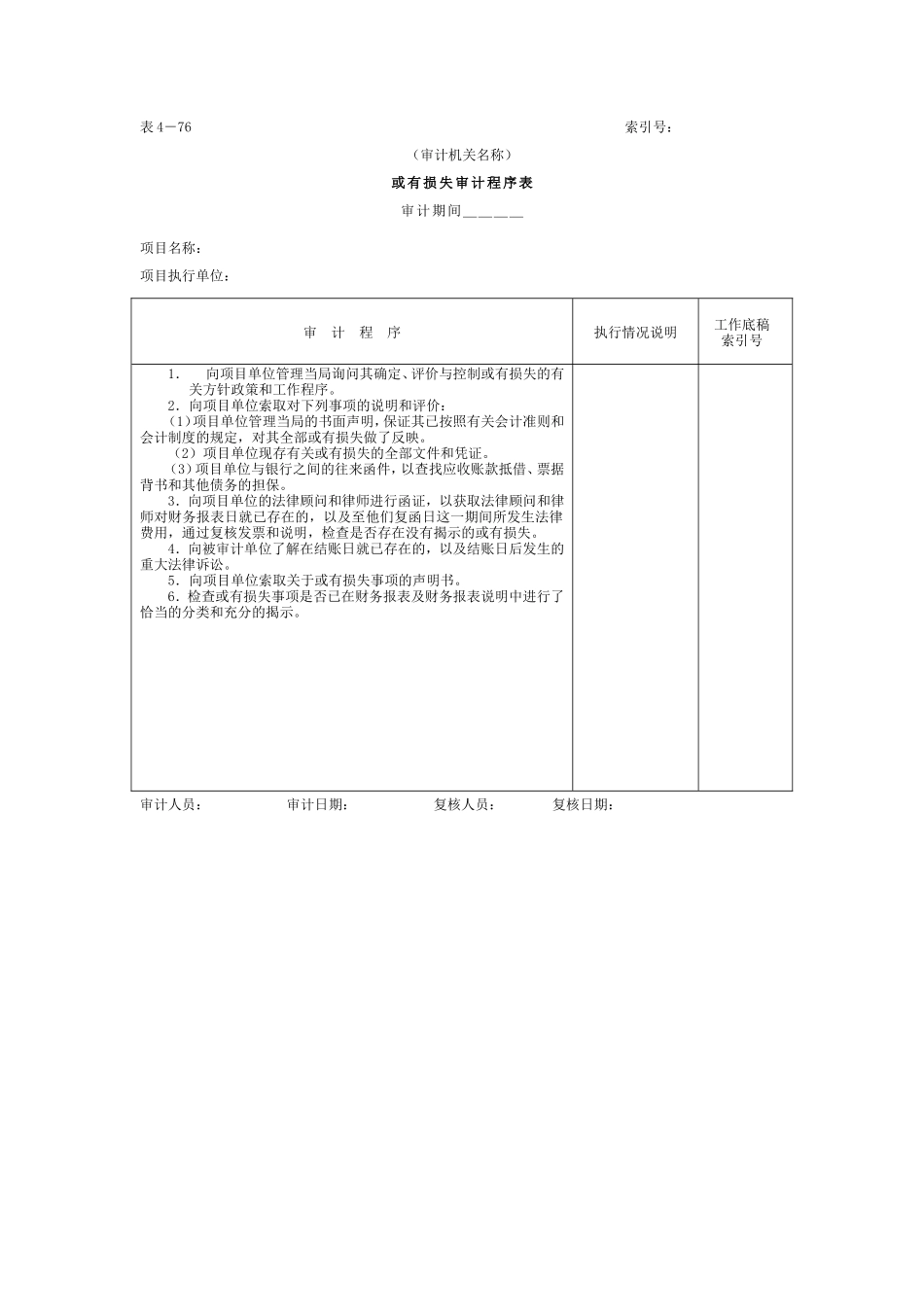 21或有损失-审计程序表_第1页