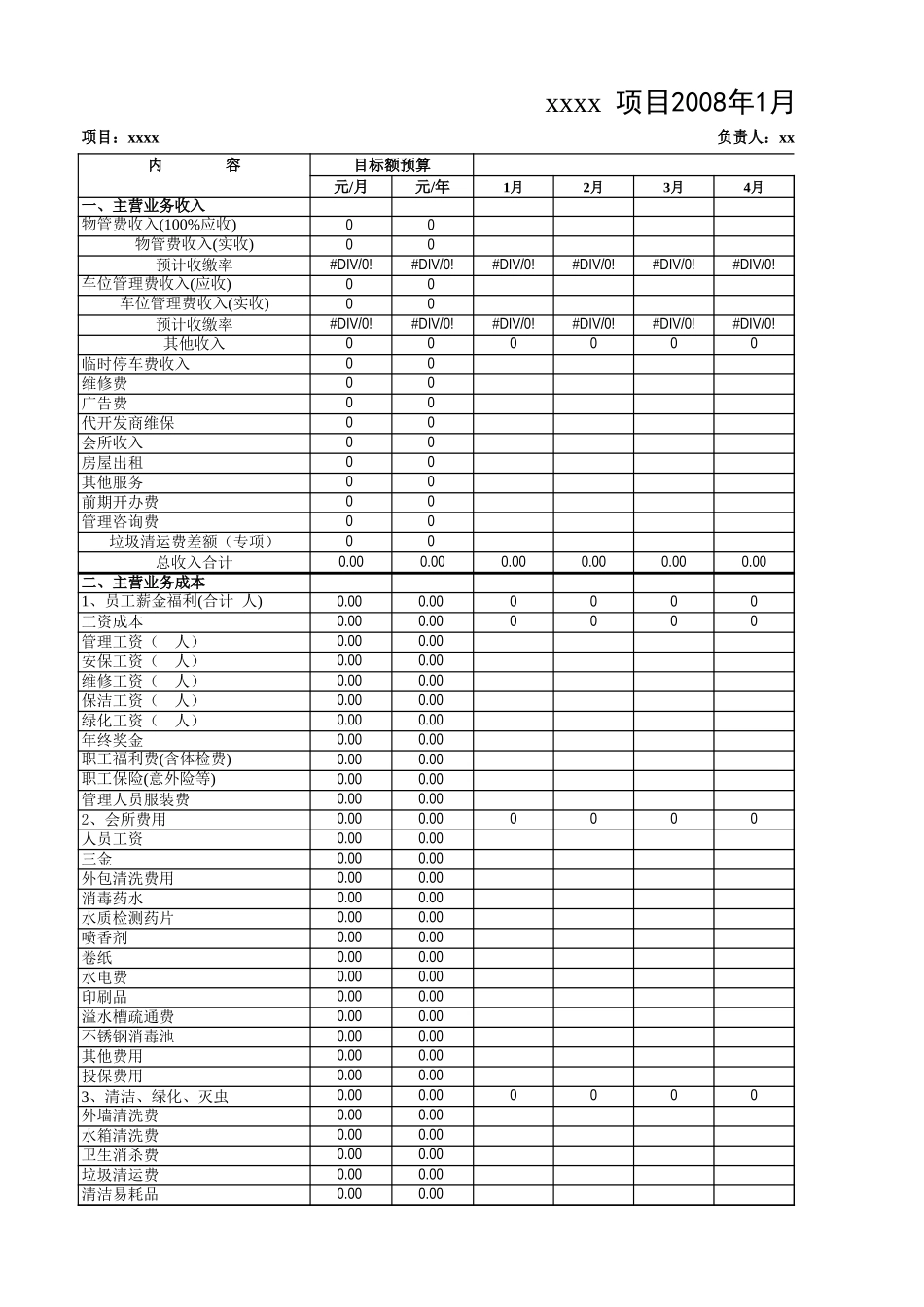 物业管理费预算表_第1页