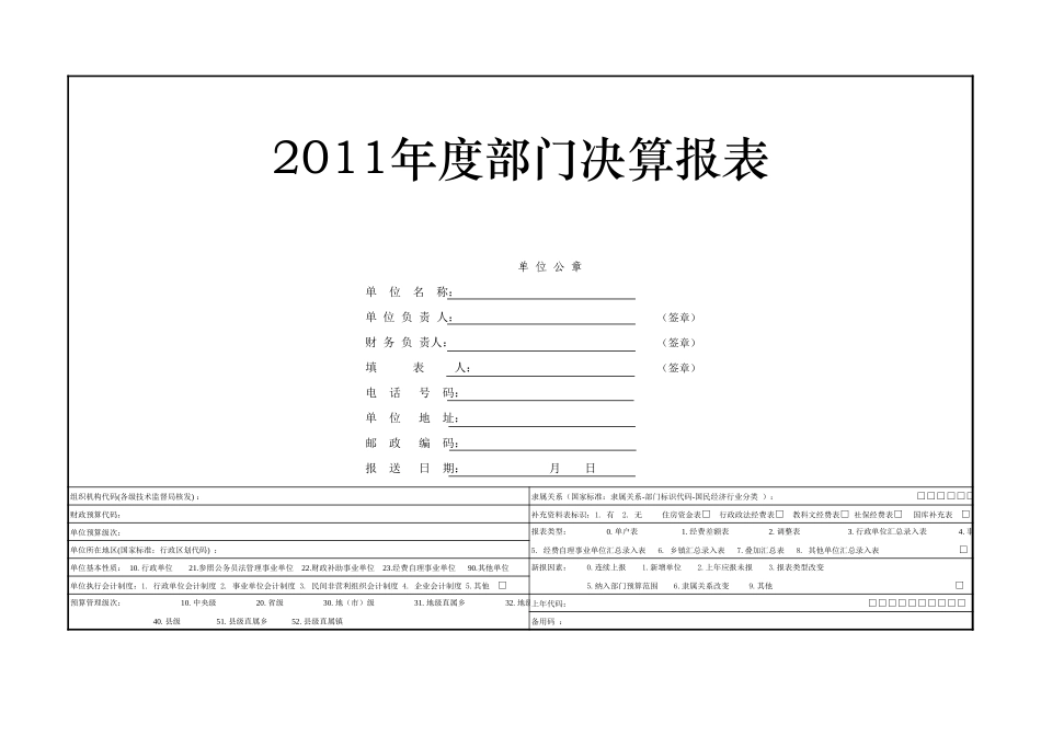 2011年度部门决算报表样表(1)_第1页