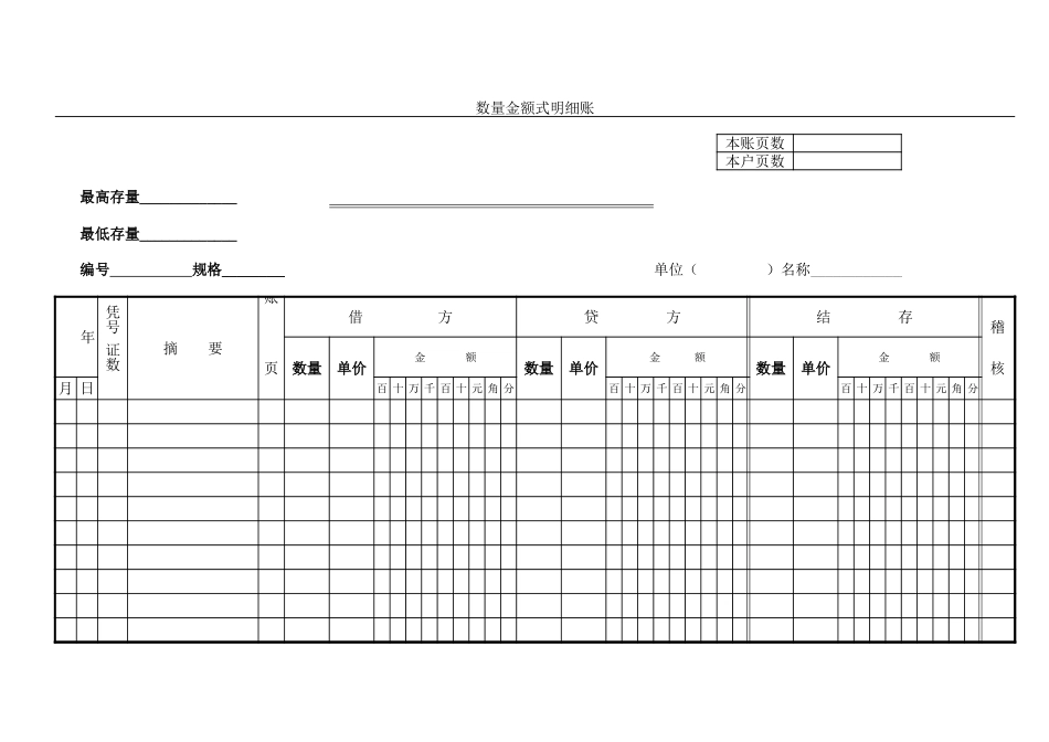 数量金额式明细账_第1页