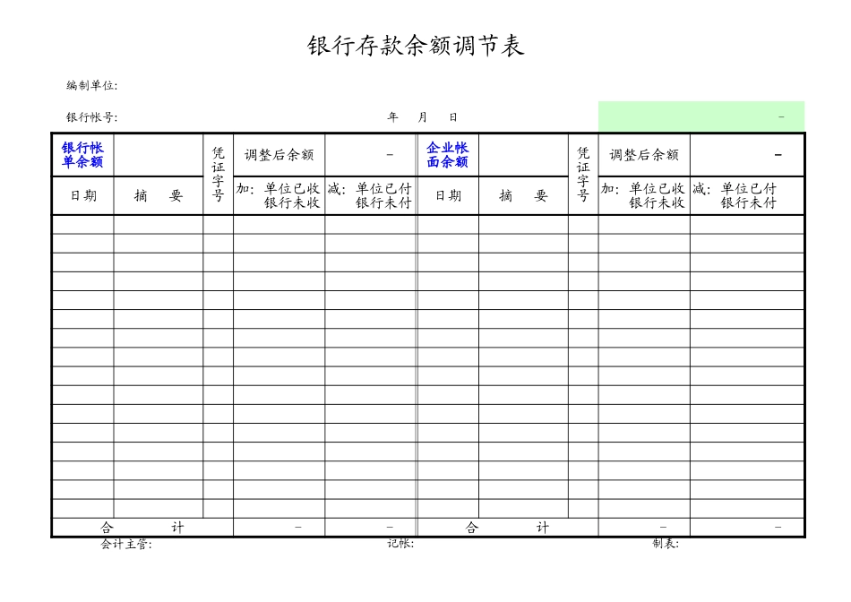 银行存款余额调节表模板盘古在线免费下载_第1页