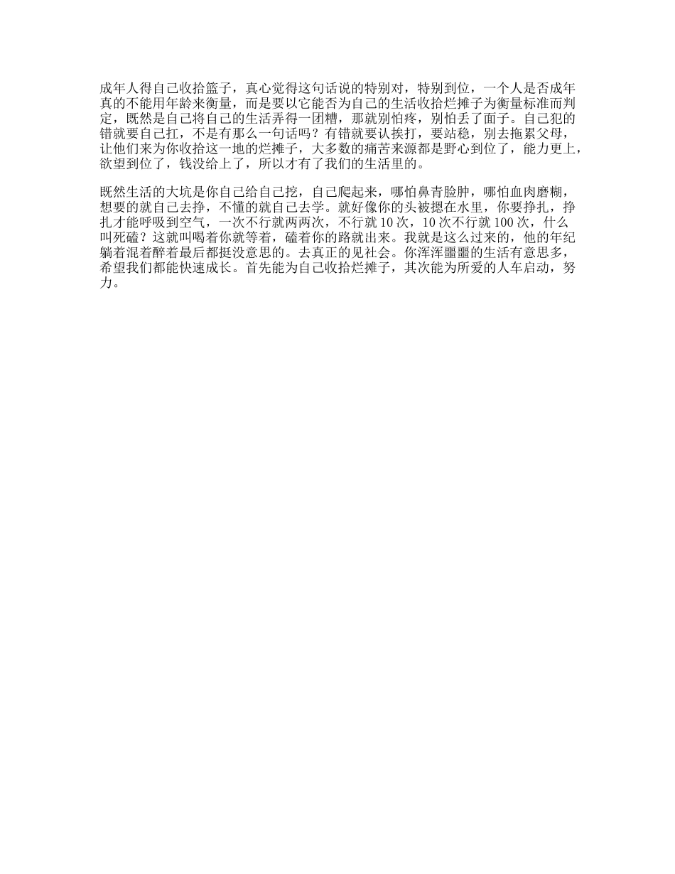成年人必须要学会自己收拾烂摊子剪映vlog日常所谓成年人_第1页