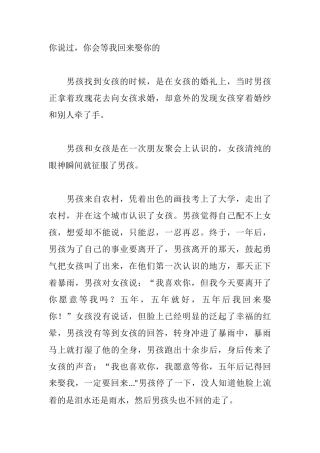 你说过，你会等我回来娶你的-盘古文库文档资料