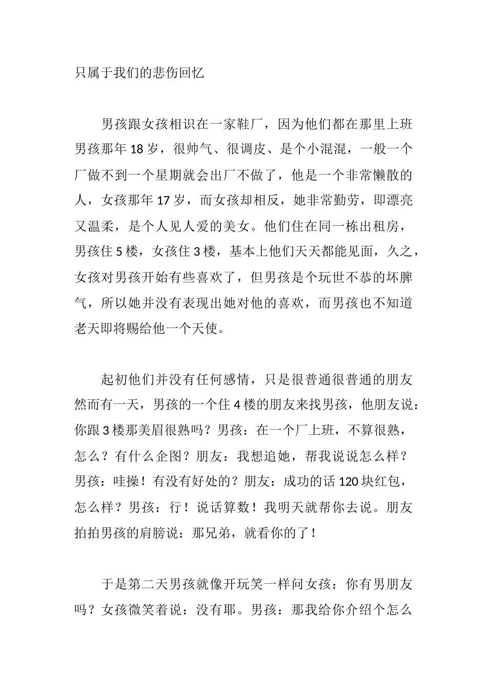 只属于我们的悲伤回忆-盘古文库文档资料_第1页