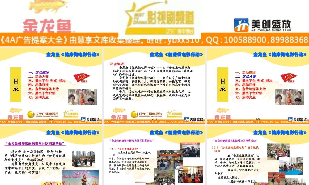 金龙鱼《健康微电影行动》方案