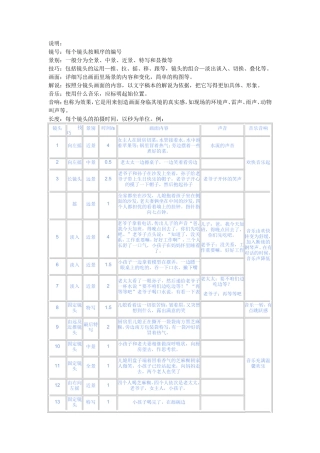 分镜头剧本参考格式