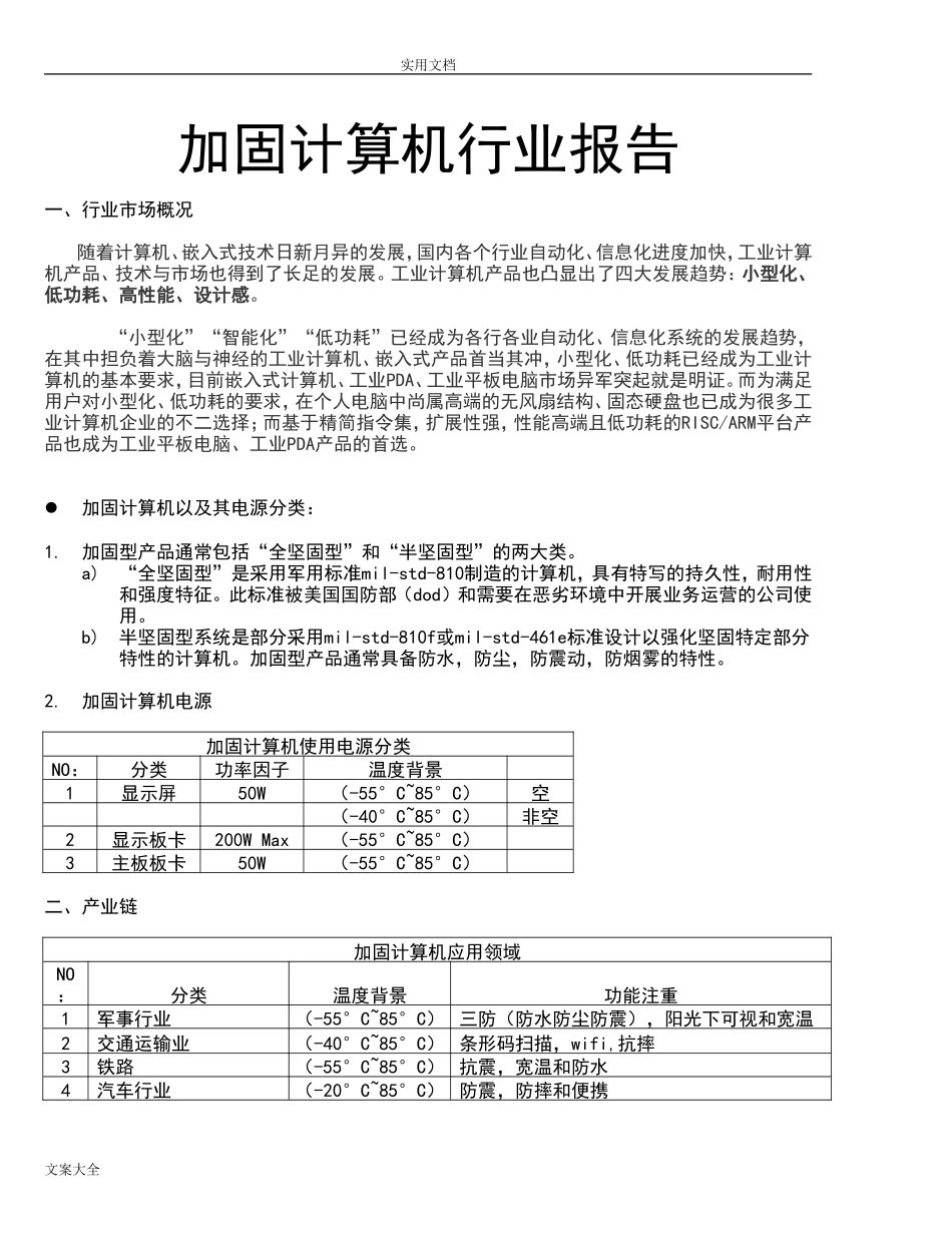 加固计算机市场调研报告材料-文库大全_第1页