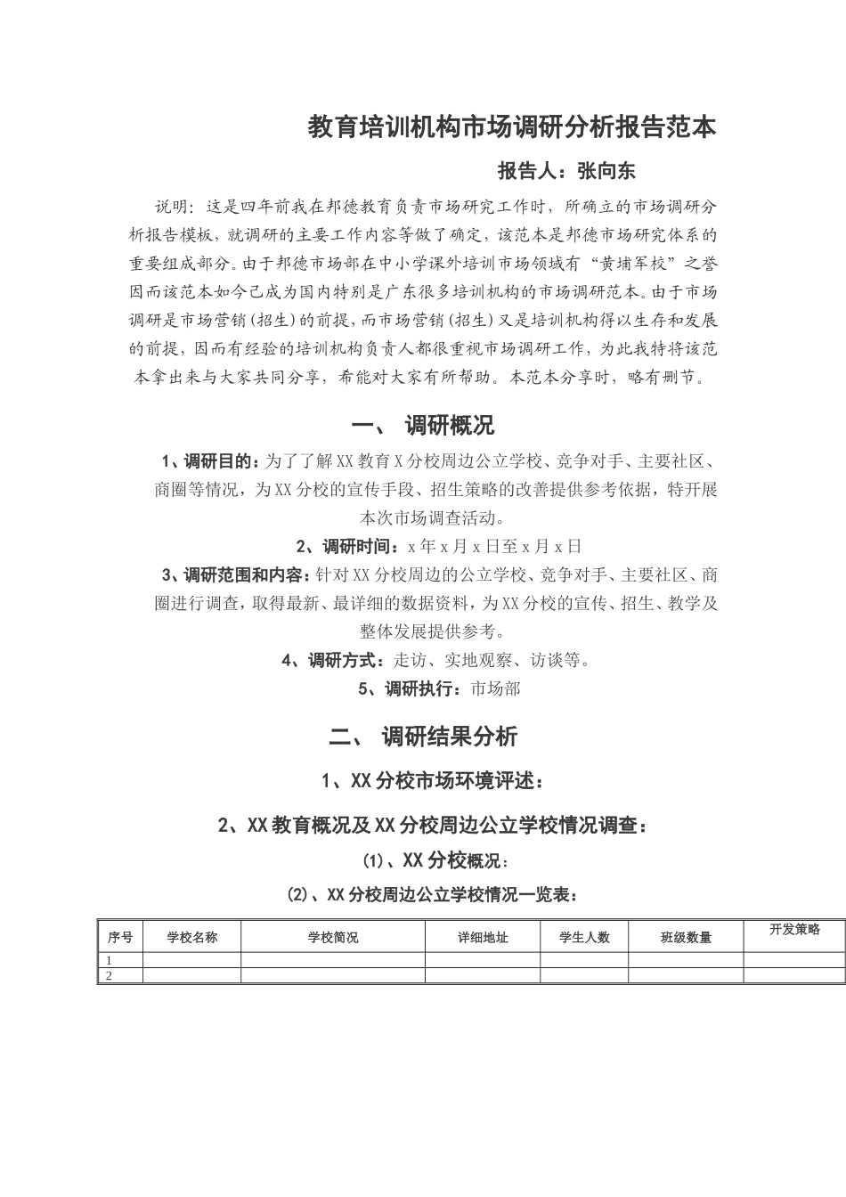 教育培训机构市场调研分析报告-文库大全_第1页