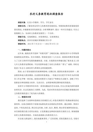 农村义务教育现状调查报告范文-文库大全