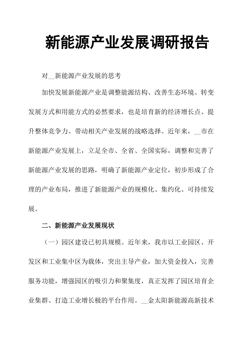 新能源产业发展调研报告-文库大全_第1页