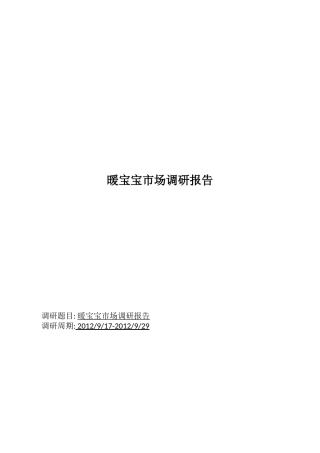 暖宝宝市场调研报告-文库大全