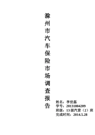 汽车保险市场调查报告-文库大全