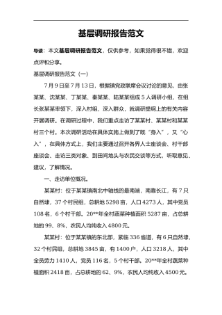 基层调查研究报告范文-文库