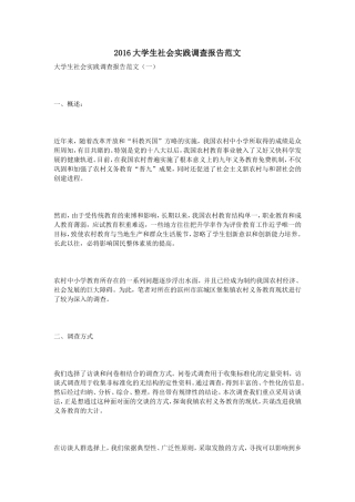 大学生社会实践调查报告范文-文库-维密
