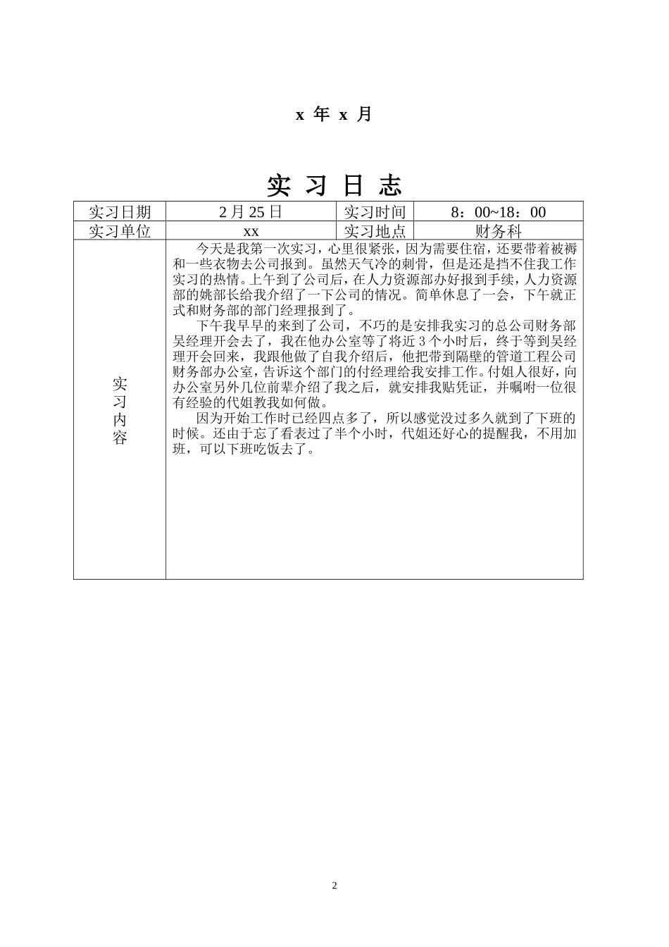 实习日记——会计实习日志(装饰城30篇18500字）_第2页