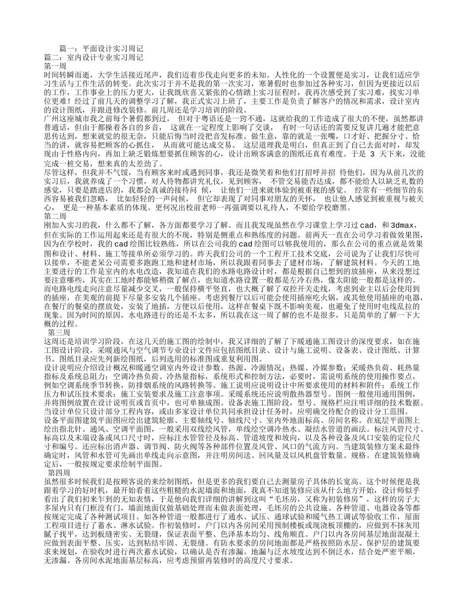 实习日记周记--设计实习周记20篇_第1页