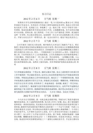 工程造价施工员实习日记-文库