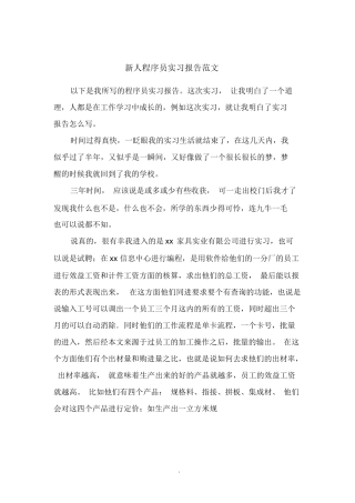 新人程序员实习报告范文-计算机网络程序员软件工程文库
