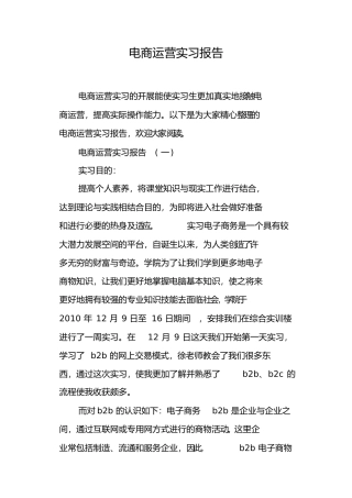 电商运营实习报告