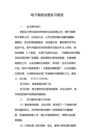 电子商务运营实习报告